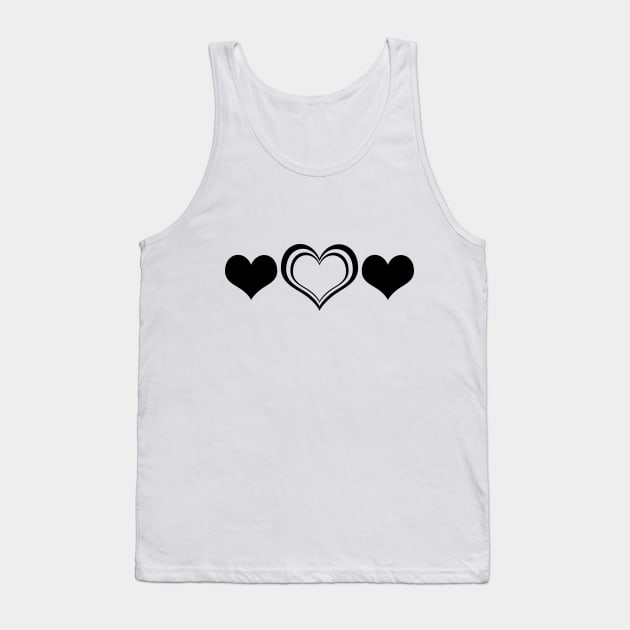 Three hearts black Tank Top by Playfulfoodie